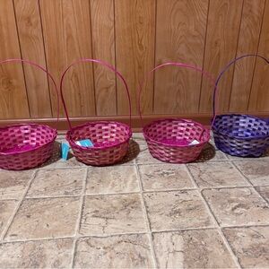 Set of Pink and Purple Woven Easter Baskets